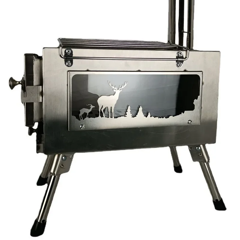 Folding Multipurpose Portable Heating Cooking Outdoor Cookware Tent Wood Camping Stove