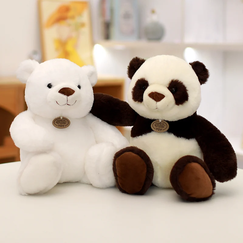 33cm Adorable Penguin Husky Polar Soft Stuffed Animals Cuddly Cartoon Fluffly Panda Accompany Doll Pillow Home Decor Girls Gifts