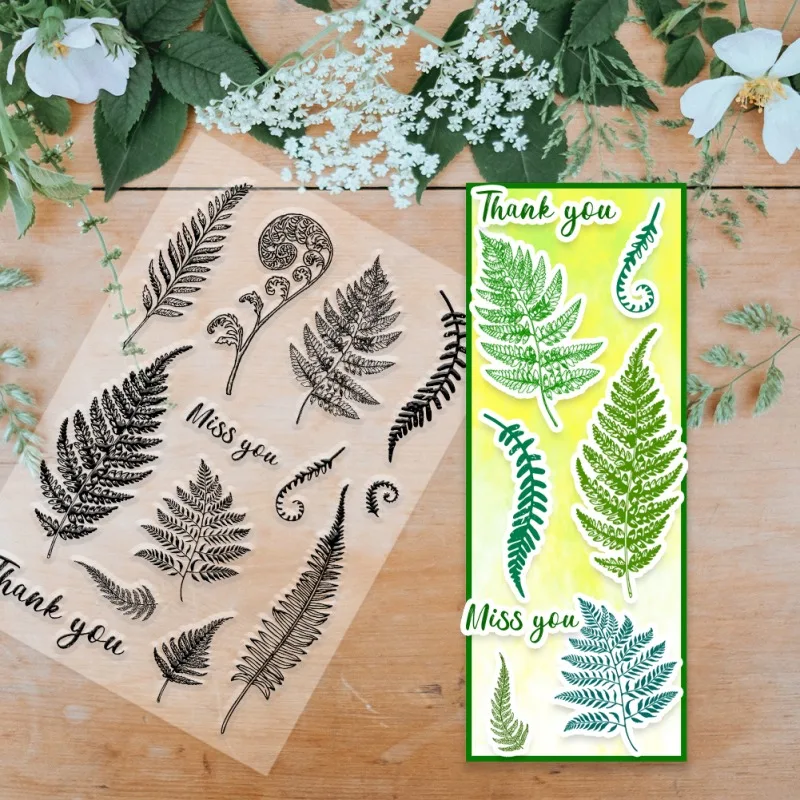 Clear Stamps Fern Leaf Rubber Stamps Grass Plant Pattern Scrapbooking