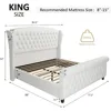 King Size Platform Bed Frame, Chenille Upholstered Sleigh Beds with Scroll Wingback Headboard & Footboard, King Bed Frame 2