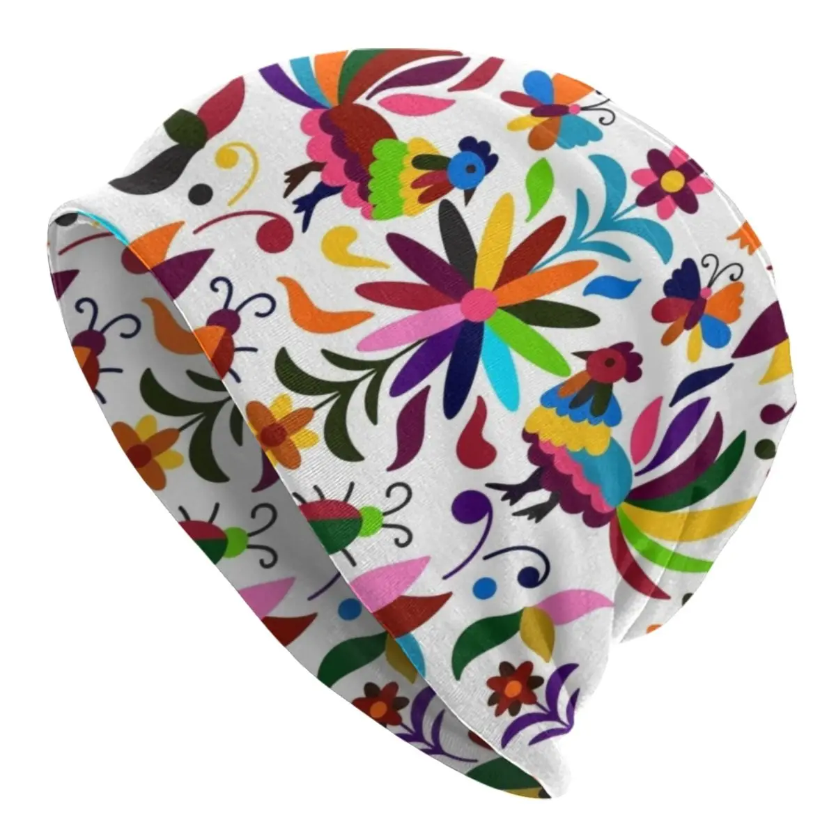

Mexican Otomi Birds Floral Embroidery Beanie Cap Unisex Winter Bonnet Knitting Hats Outdoor Ski Folk Art Skullies Beanies Hats