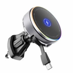 High - Speed 15W Wireless Car Charger & Phone Holder (Silver)
