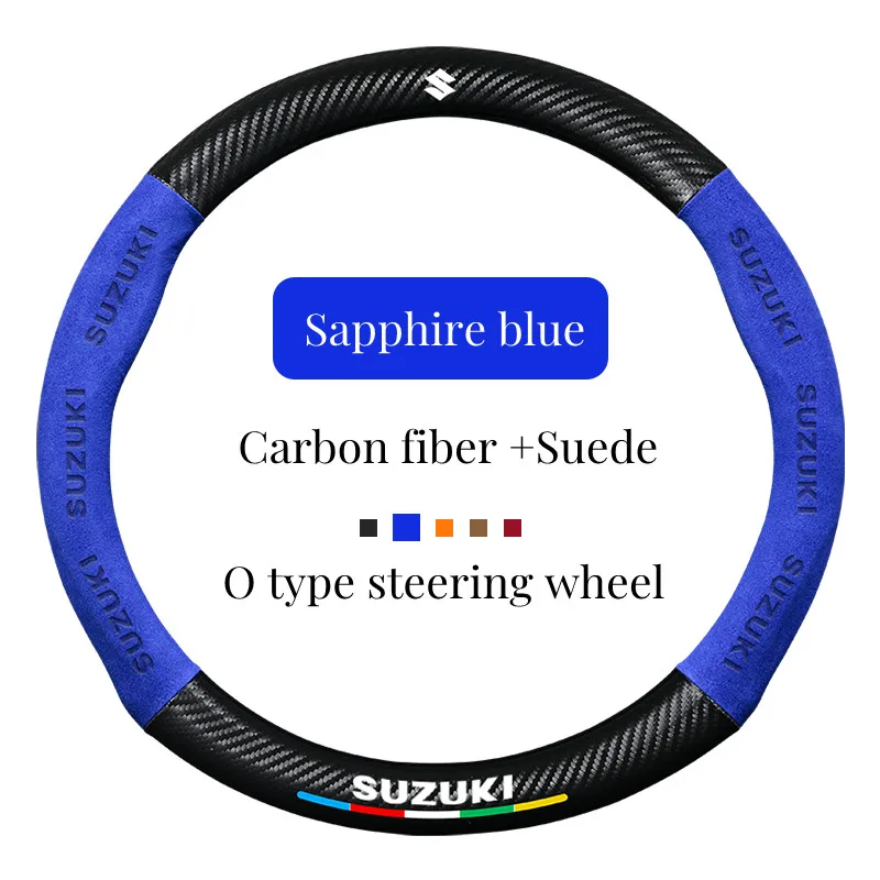 Suede+carbon Fiber Steering Wheel Cover For Suzuki Ignis Jimny Samurai