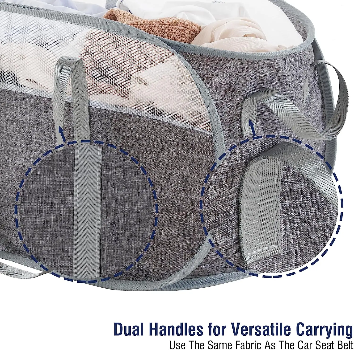 Foldable Pop-Up Laundry Hamper with Reinforced Handles for Home and Travel