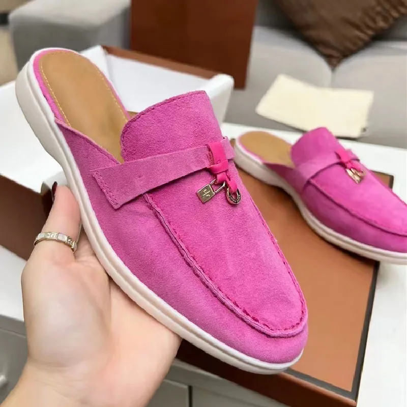 

Women's Loafer Fashion Slippers 2024 Italian New Brand Designer Sandals Luxury Leisure Comfortable women Leather Slippers