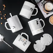 

Nordic Simple Creative Ceramic Mug Modern Household Office Cup Coffee Cup with Cover Water Cup