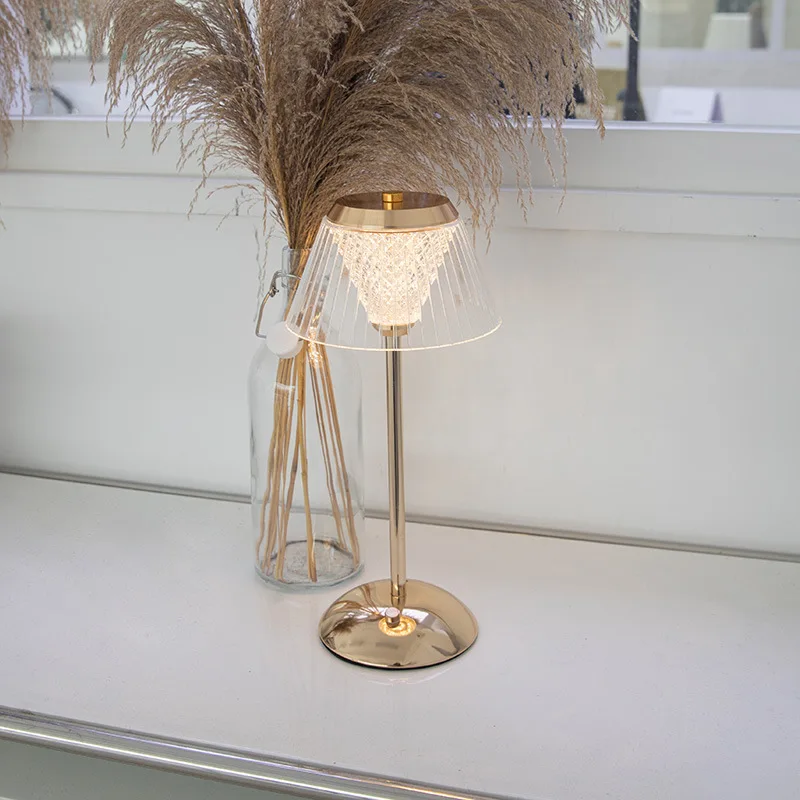 

LED Touch Sensitive Crystal Wireless Table Lamp Nordic Style Atmosphere Night Light for Bedroom Bar Restaurant Decoration