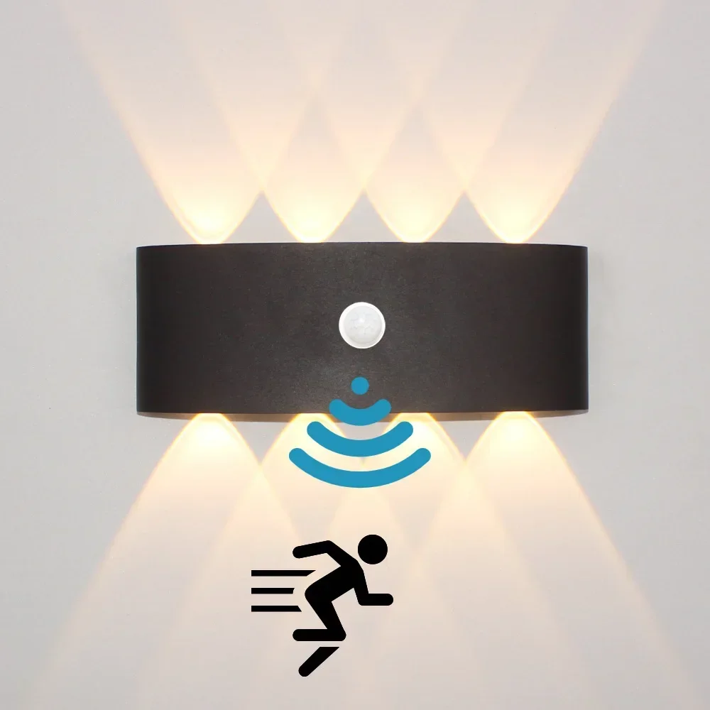 Description Picture 4 of item6/8/12W PIR Motion Sensor LED Indoor Outdoor Waterproof Aluminum Garden Porch Light Corridor Entrance Living Room Sconce Light