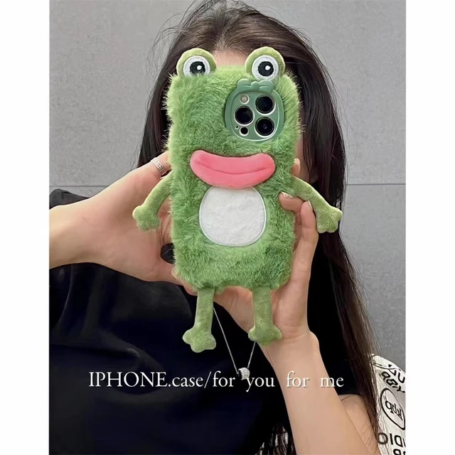 Japan so cute 3D Plush sausage-mouth frog phone case for iphone 15 Pro Max  11 12 13 14Pro Funny Fluffy Hand warmer cartoon cover - AliExpress