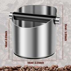 Stainless Steel Non-Slip Coffee Knock Box with Rubber Ring and Beveled Bin (Large)