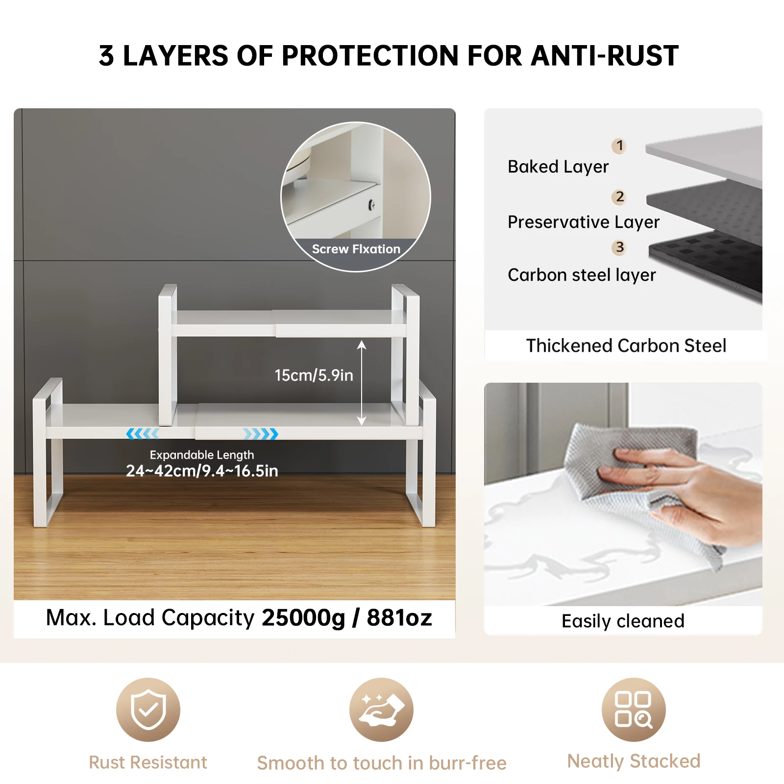 Multi-Purpose Adjustable Kitchen Storage Rack