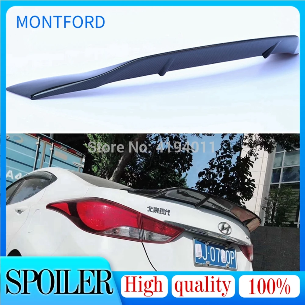 

Car Styling High Quality FRP Carbon Fiber Unpainted Color Rear Spoiler Trunk Lip Wing For Hyundai Elantra 2012 2013 2014 2015