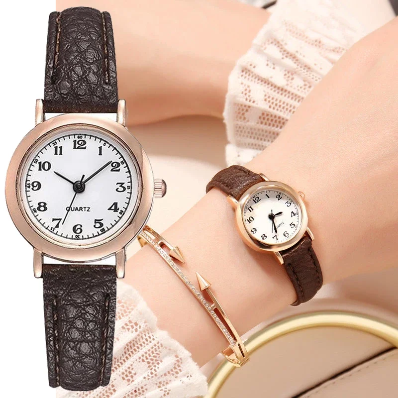 Classic Women's Casual Leather Strap Quartz Watch - Elegant Round Analog Designer Timepiece
