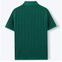 Polo en tricot décontracté pour homme, manches courtes, boutonné, couleur unie, tricot texturé, léger, pour le quotidien et les occasions professionnelles 5