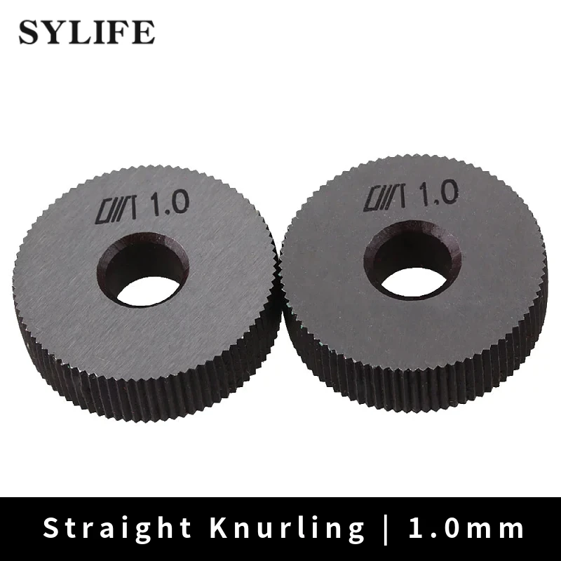 

2 x Silver 28x8x8mm Steel Knurling Tool Single Straight Wheel 1.0mm Pitch
