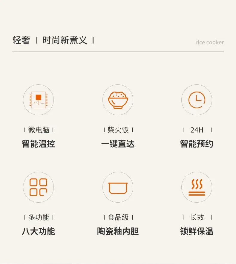 Description Picture 4 of itemRice cooker household multifunctional ceramic glaze inner pot automatic intelligent anti-spill 2-3-4-5 person rice cooker 5L