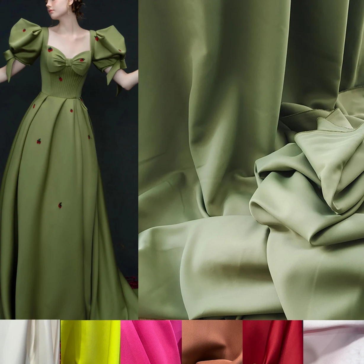 slim fit dress slacks Berylove Women Dark Green Wedding Guest Dress A Line Spaghetti Straps Maxi Prom Dress with Slit, Dark Green / M main image 1