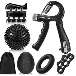 Gym Fitness Adjustable Count Hand Grip Set Finger Forearm Strength Muscle Recovery Gripper Exerciser Trainer Ball Decompression