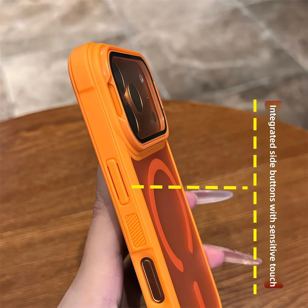 MagSafe Armor Magnetic Phone Case with Full Lens Flip Stand and Matte Finish