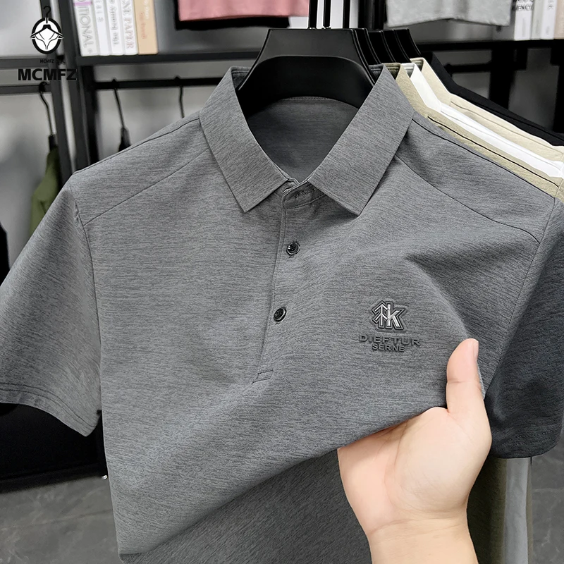 Polo a Maniche Lunghe da Uomo con Pannello in Rete Traspirante, Top Casual per Ufficio e Lavoro, Vestibilità Slim con Colletto a Bottoni - immagine 2