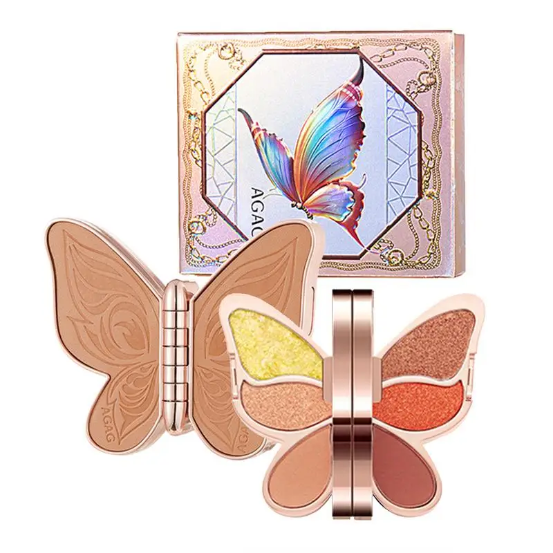 

6 Colors Eyeshadow Palette Matte Shimmer Glitter Ultra-Blendable Eye Shadow Pallet Waterproof Eye Makeup With Butterfly Shape