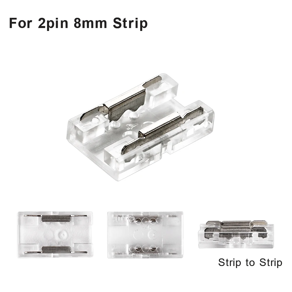LED Strip Connectors 5pcs Transparent Solderless for COB 2835 5050 DIM RGB CCT LED Strip Lights IP20 Single Dual End