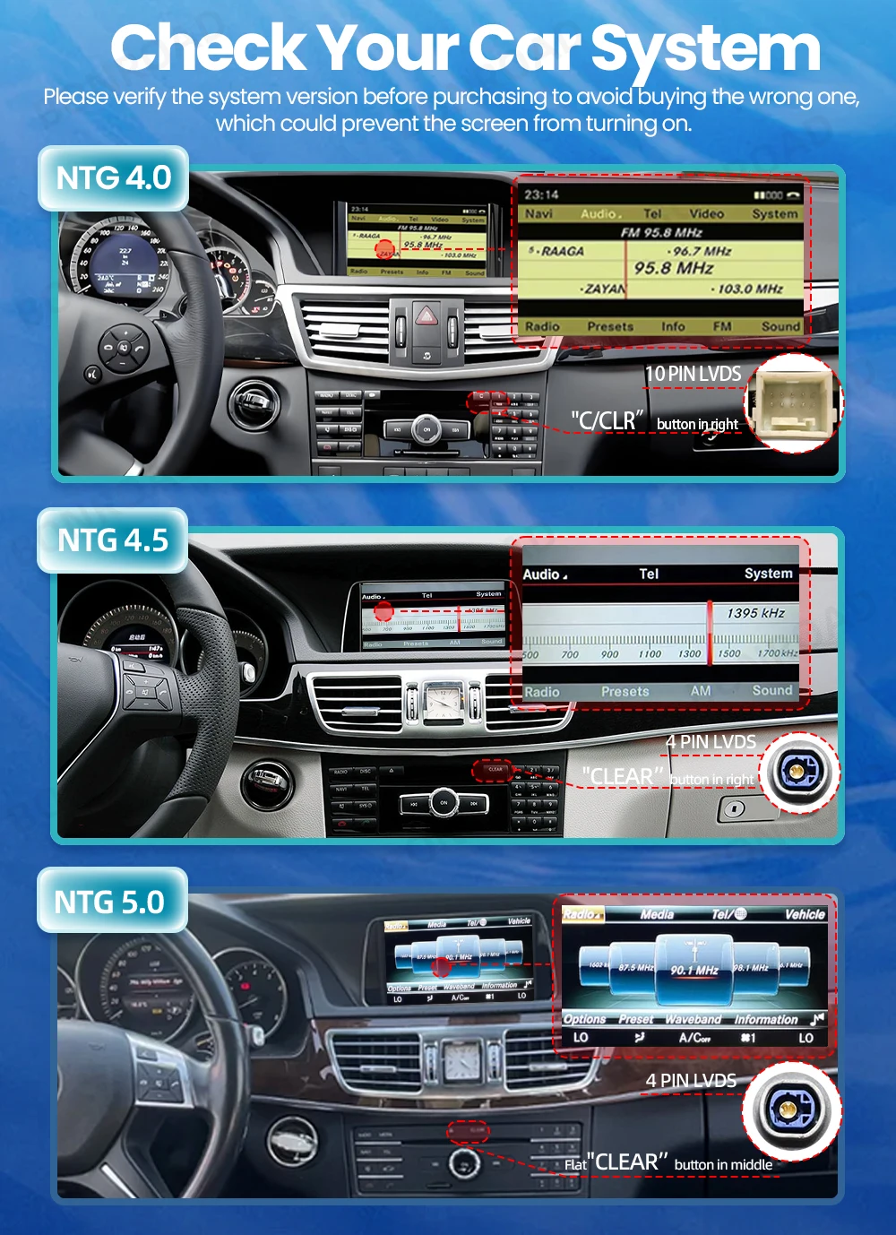 BONROAD Reproductor Multimedia con Pantalla Táctil de 7 Pulgadas, CarPlay Inalámbrico, Estilo Original para Auto, Android Auto para Mercedes Benz Clase E W212 S212 W207 A207 C207 2009-2016, Pantalla de Navegación 2