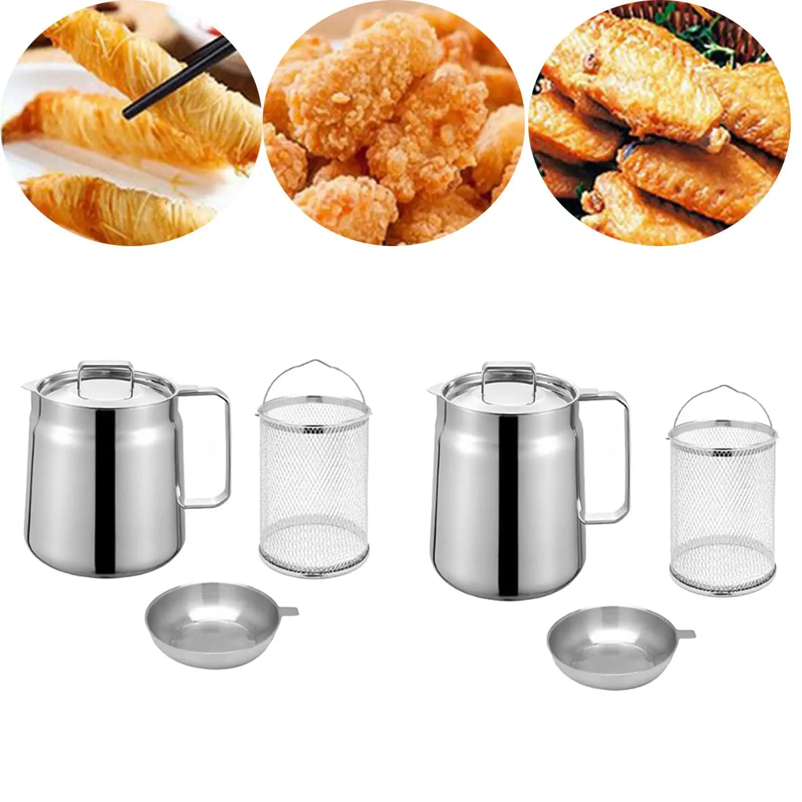 Deep Frying Pot Deep Fryer Basket Large Capacity Nonstick Cookware French Fries Frying Oil Strainer Basket Oil Storage Jar