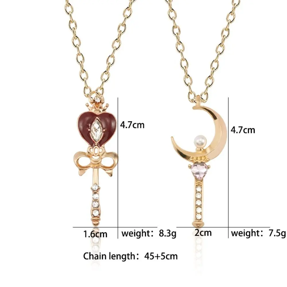 Fashion Metal Anime Necklace Crystal Cosplay Props Magic Wand Crystal Necklace Jewelry DIY Cosplay Pendant Girl Props