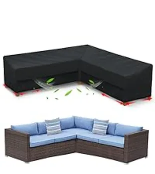 Outdoor L-Shaped Sofa Cover, Heavy Duty 600D Waterproof, Fits Multiple Sizes 1