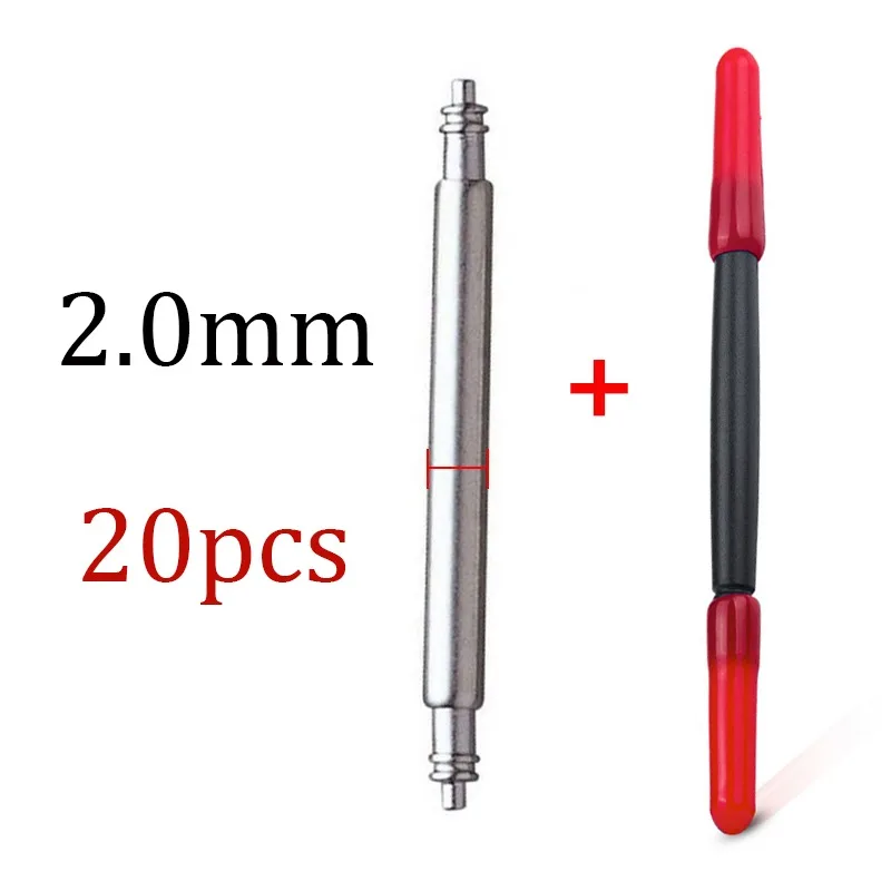 15-Piece Stainless Steel Watch Band Spring Bar Set - 2.0mm Diameter and Thickness