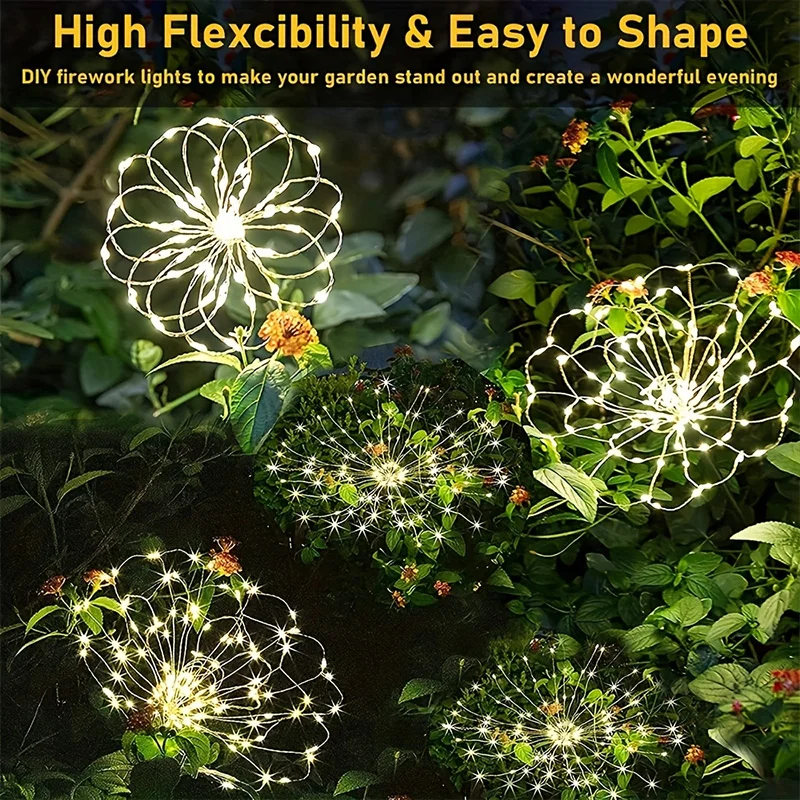 LED Solar Firework Lights Garden Decoration Fairy Lights Waterproof Outdoor Dandelion Lawn Lamp for Garden Landscape Lawn Decor