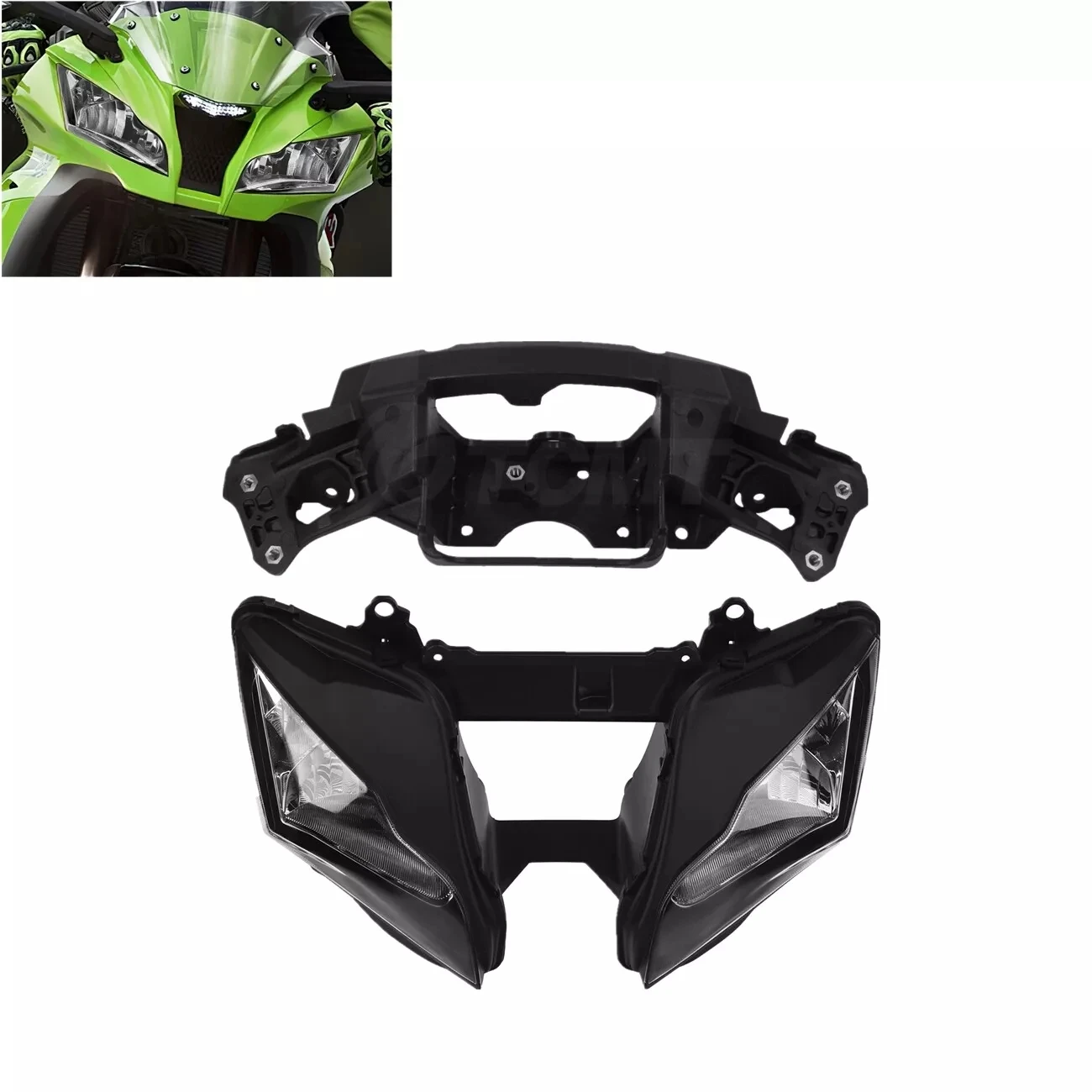 

Обтекатель держатель + передняя фара головного света Лампа в сборе подходит для Kawasaki Ninja ZX10R 2011-2012 мотоцикла