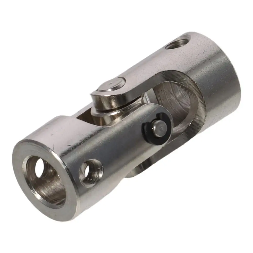 Stainless Steel U Joint Coupler 8mm To 8mm Inner Dia Brushed Nickel Steering Universal Joint Coupling