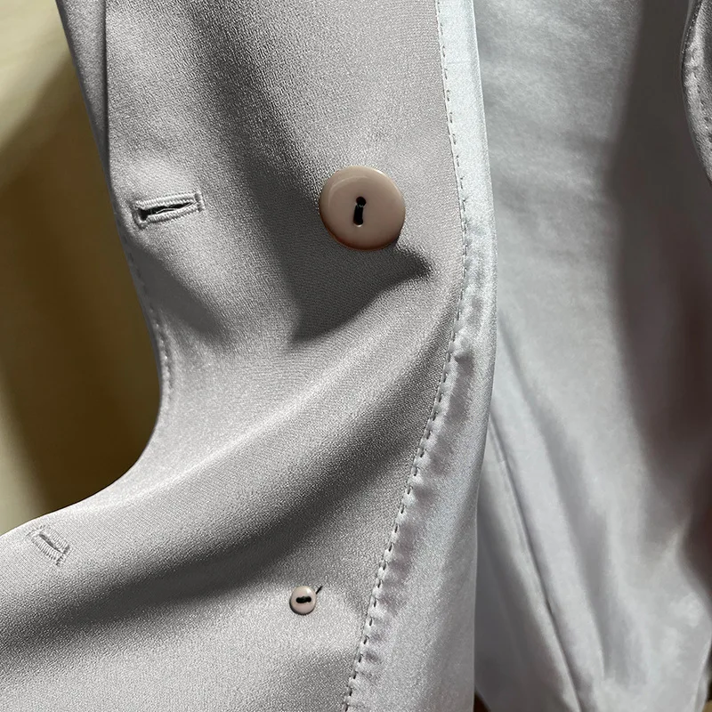 Women's Silk Small Suit Classic Double-Breasted High-End Temperament Mulberry Silk Suit Jacket