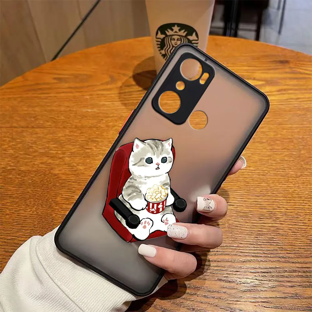 thumbnail image 1 of Matte Case for infinix HOT 20I 12 12I 11 11S 10 10I 10S PLAY 9 Pro POVA 3 CAMON 15 17P Case Funda Cute Cat Cartoon Illustration, 1 of 5