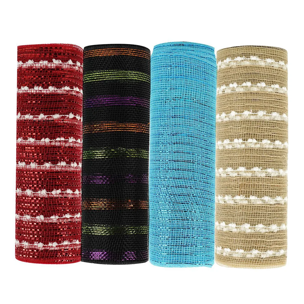 10 Yards/Roll Ribbon Bows Deco Mesh Gold Wire Mesh Ribbons Xmas Gift Wrapping Net DIY Wreath Craft Christmas Gift Packing Ribbon