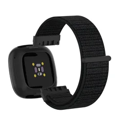 Breathable Nylon Smartwatch Wristband - Comfortable Strap Accessory - Fitbit Sense (Reflective black)