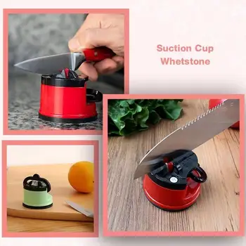 New Portable Red Suction Cup Sharpener Tool Suitable Home Kitchen Friut Cut-knife Tool Outdoor Household Sharpener Accessories 2