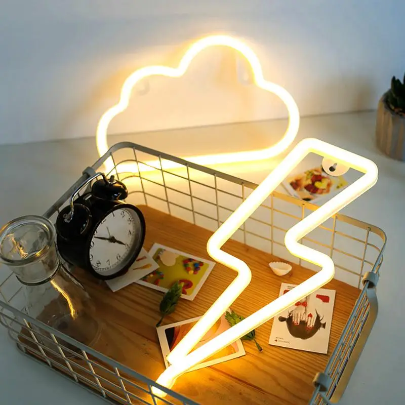 

Neon Sign Clouds Moon Led Night Light Battery/USB Operated for Children's Room Party Home Bar Gift Decoration