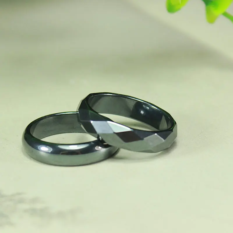 Quality Smooth 4T 6T 10T Flat Black Hematite Ring Non-Magnetic Ring For Women Men Couple Band Fashion Jewelry Christmas Gifts