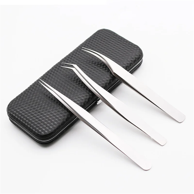 

3PCS Lashes Tweezers Stainless Steel Tweezers Eyelash Extensions Eyebrow Hair Removal Tweezers Lash Tweezers Precision Tweezers