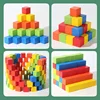 50pcs Colorful Kids Wooden Cube Building Blocks Toy Squares Stack High Game Brick Educational Toys for Boys Girls Birthday Gift 5