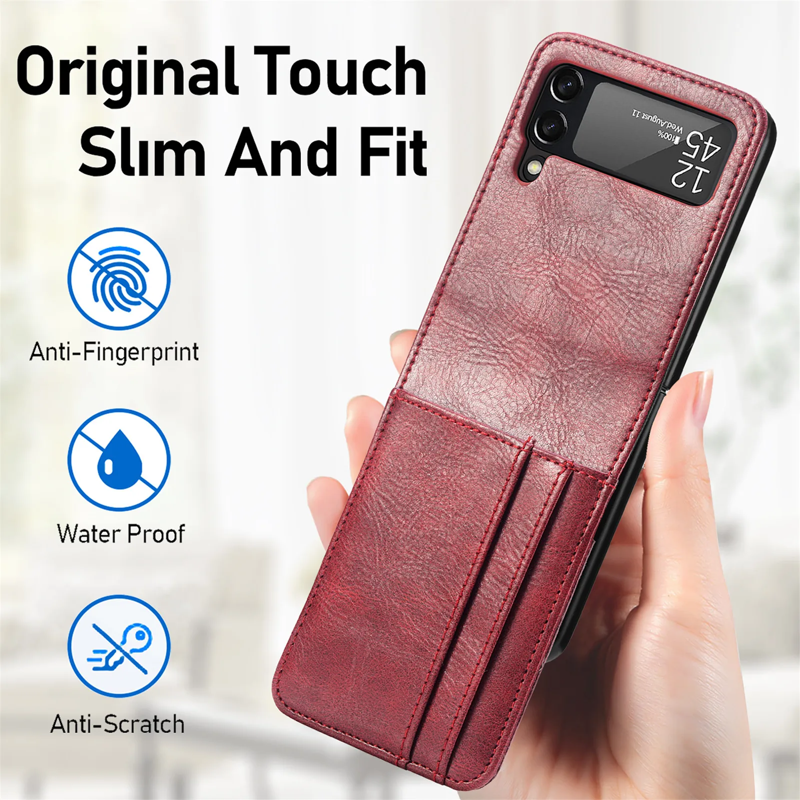 samsung silicone Non-fingerprint Card Slot Leather Case for Samsung Galaxy Z Flip3 Flip 3 Drop Protection Phone Cover Funda for Samsung Z Flip best case for samsung Cases For Samsung