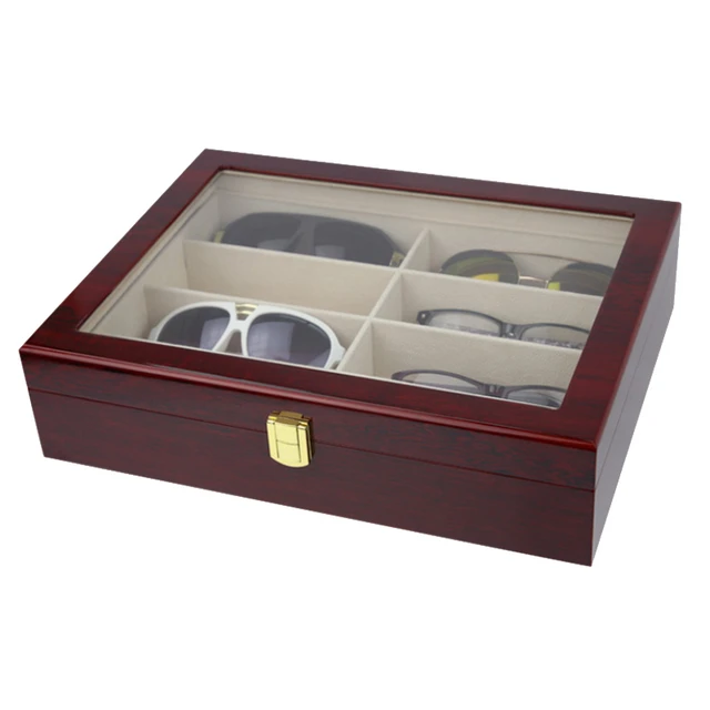 New Wooden Glasses Storage Box 8 Portable Glasses Sunglasses Case