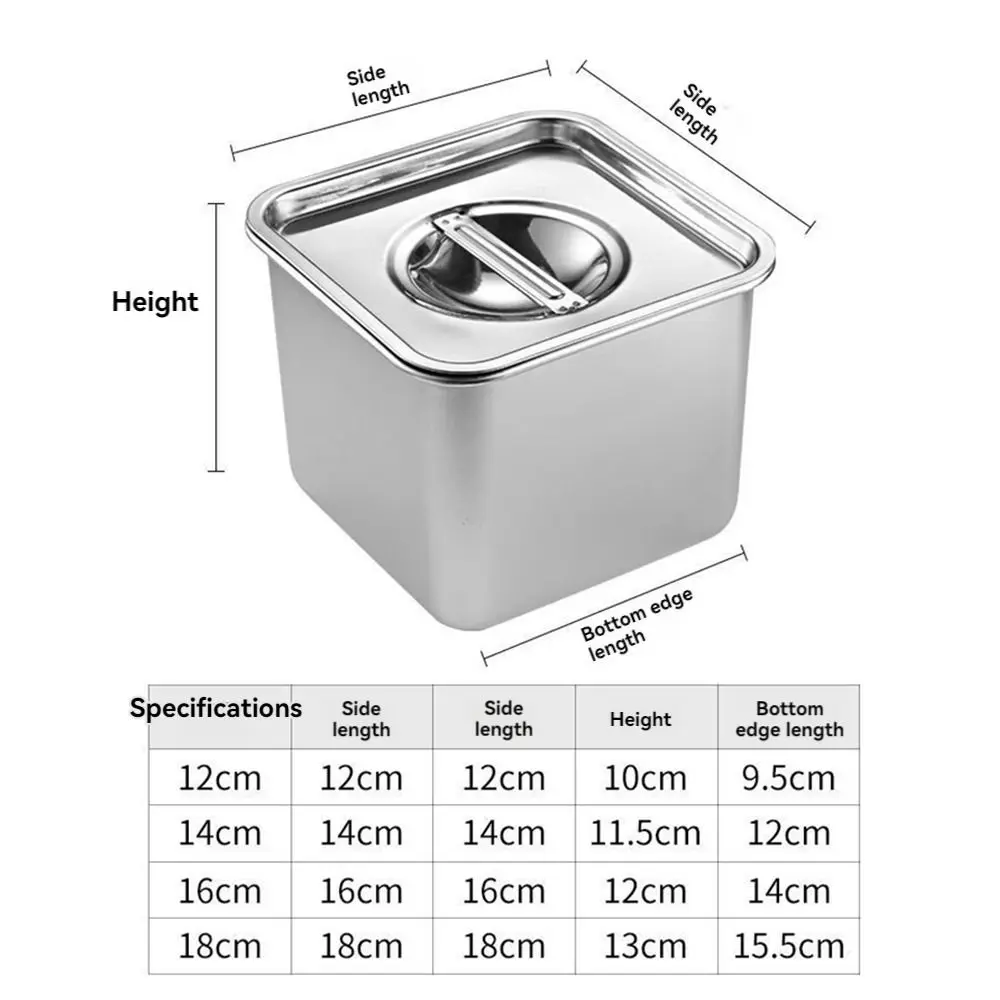Rust Resistant Frozen Yogurt Container Large Capacity Reusable Stainless Steel Condiment Jar Dustproof 4Size