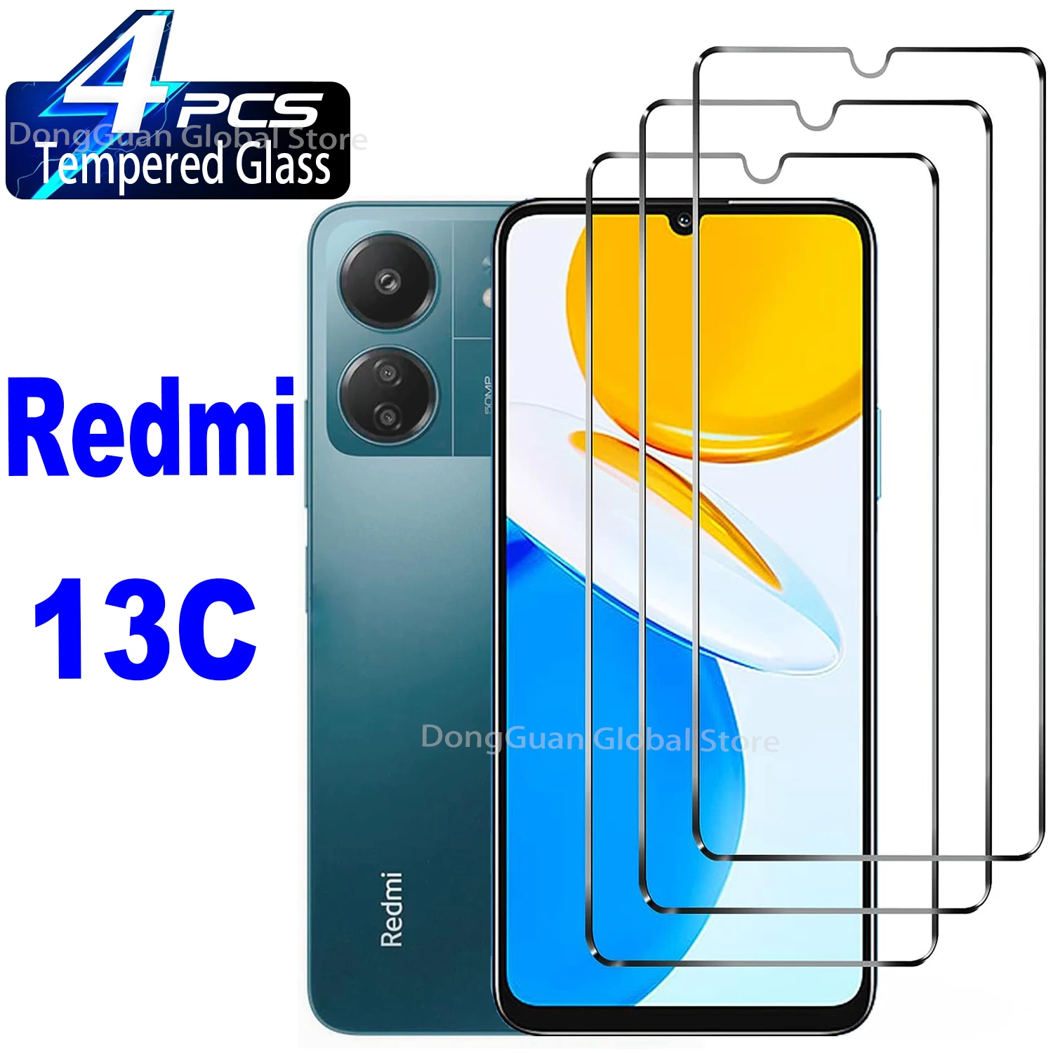 2/4Pcs Tempered Glass For Xiaomi Redmi 13C Screen Protector Glass Film tempered glass film for xiaomi redmi 9t protective glass on redmi 9c nfc 9a 9 10xpro screen protector explosion proof front film