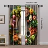 2pcs, Popular Curtains 2D print Vibrant Fruits & Veggies Versatile Fabric (without rod) Stuff Clearance Use for Bedroom & 5