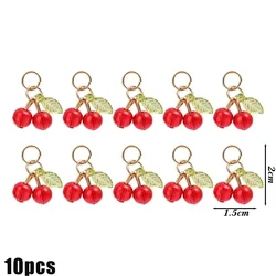 Vibrant Red Cherry Glass Pendant Charms for Jewelry & DIY Accessories (Red 10pcs)