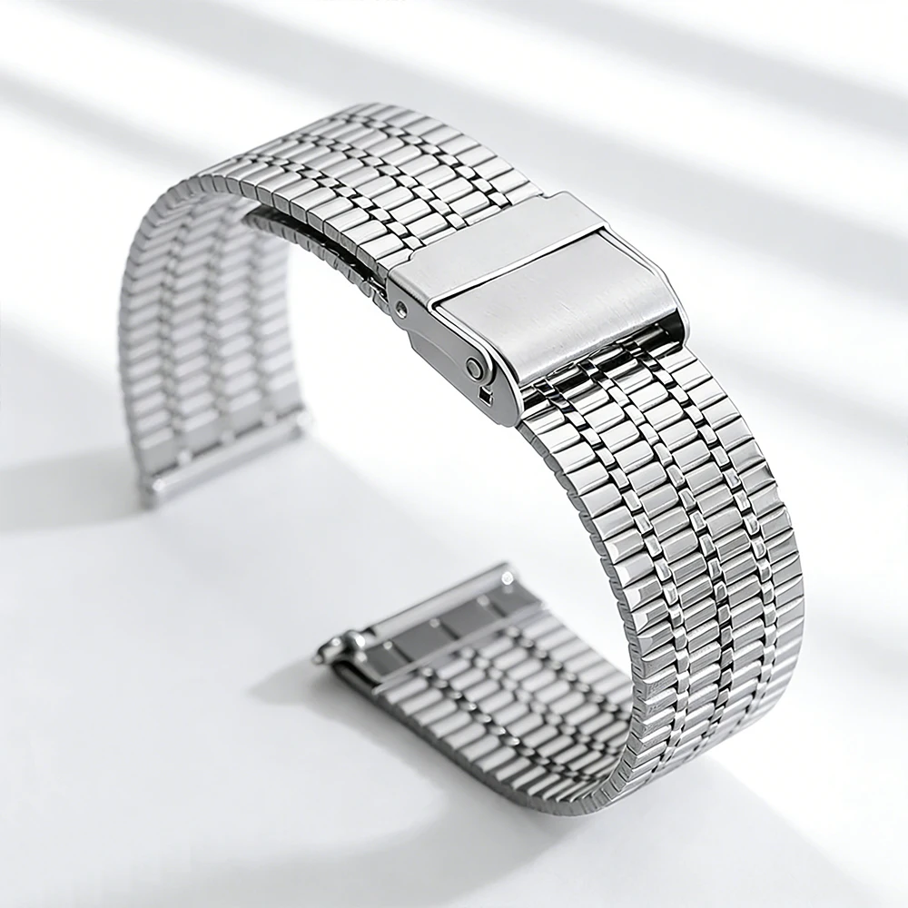 Sleek Stainless Steel Metal Watchband - 20mm/22mm Adjustable Bracelet Strap